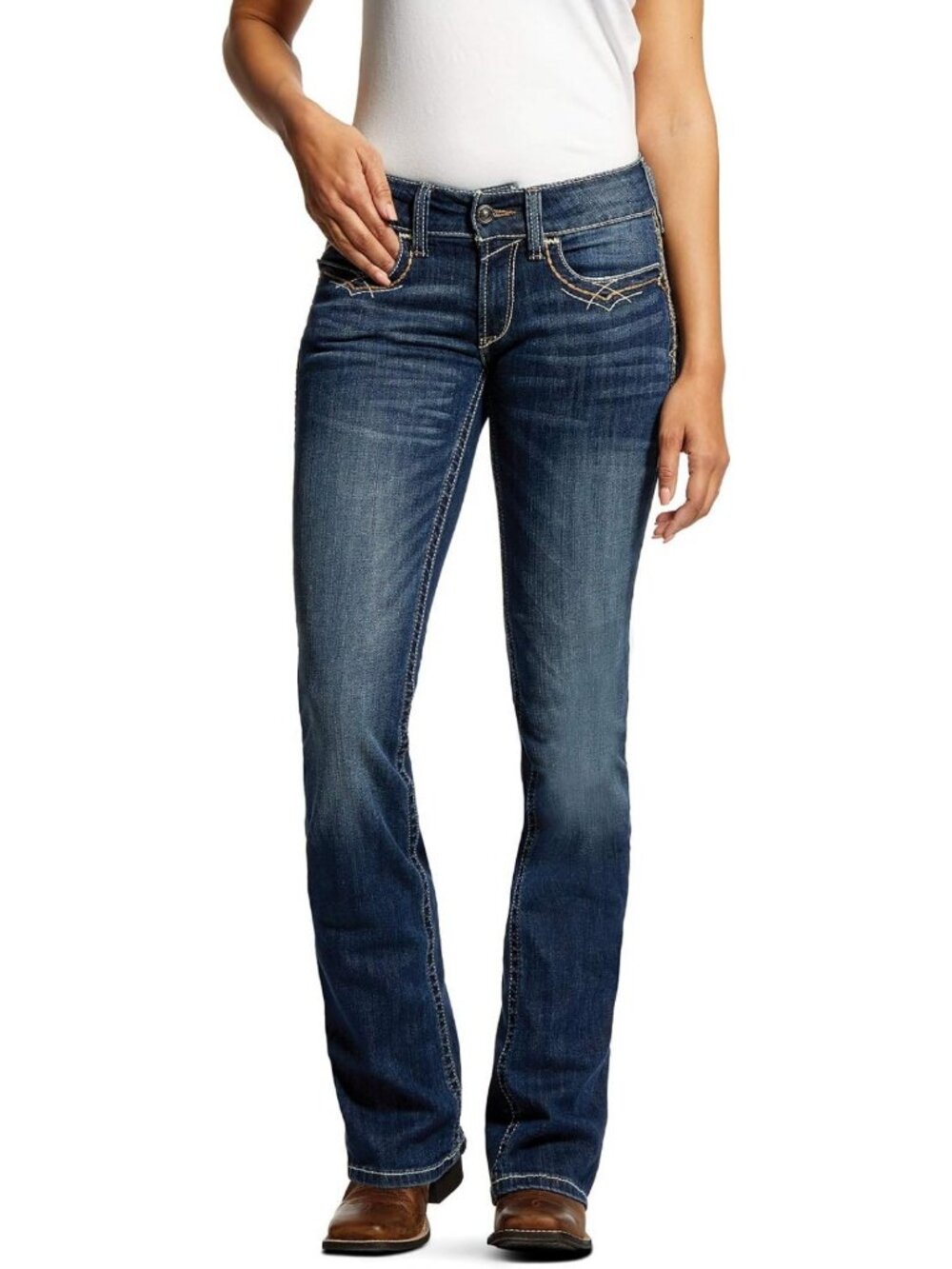 Mid Rise Stretch Boot Cut Jeans for Women - Comfortable & Stylish Fit
